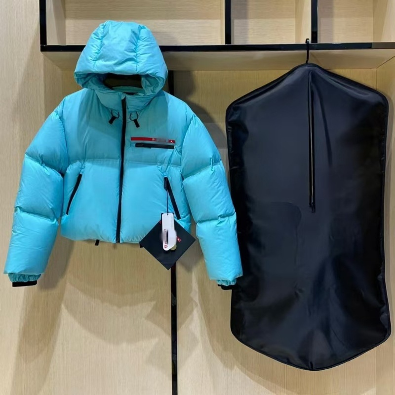 跨境普家新款高端女短款潮流时尚减龄百搭连帽轻款外套羽绒服外套|undefined
