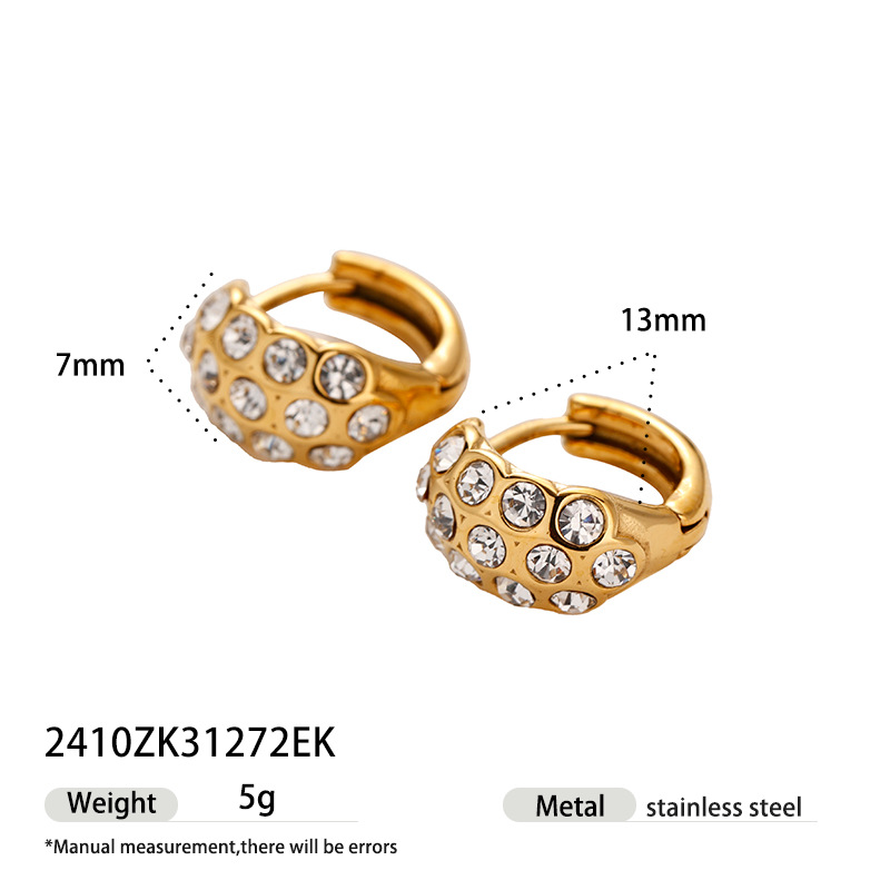 TENA Europa y los Estados Unidos transfronterizos galvanizados de acero inoxidable 18k aretes de oro ligero lujoso de alto nivel parecen cientos de aretes de diamantes para mujeres