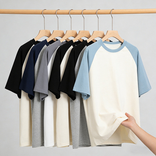 Pure cotton short-sleeved t-shirt 200g strapless half-sleeves Korean Hong Kong style loose unisex summer t-shirt casual all-matching