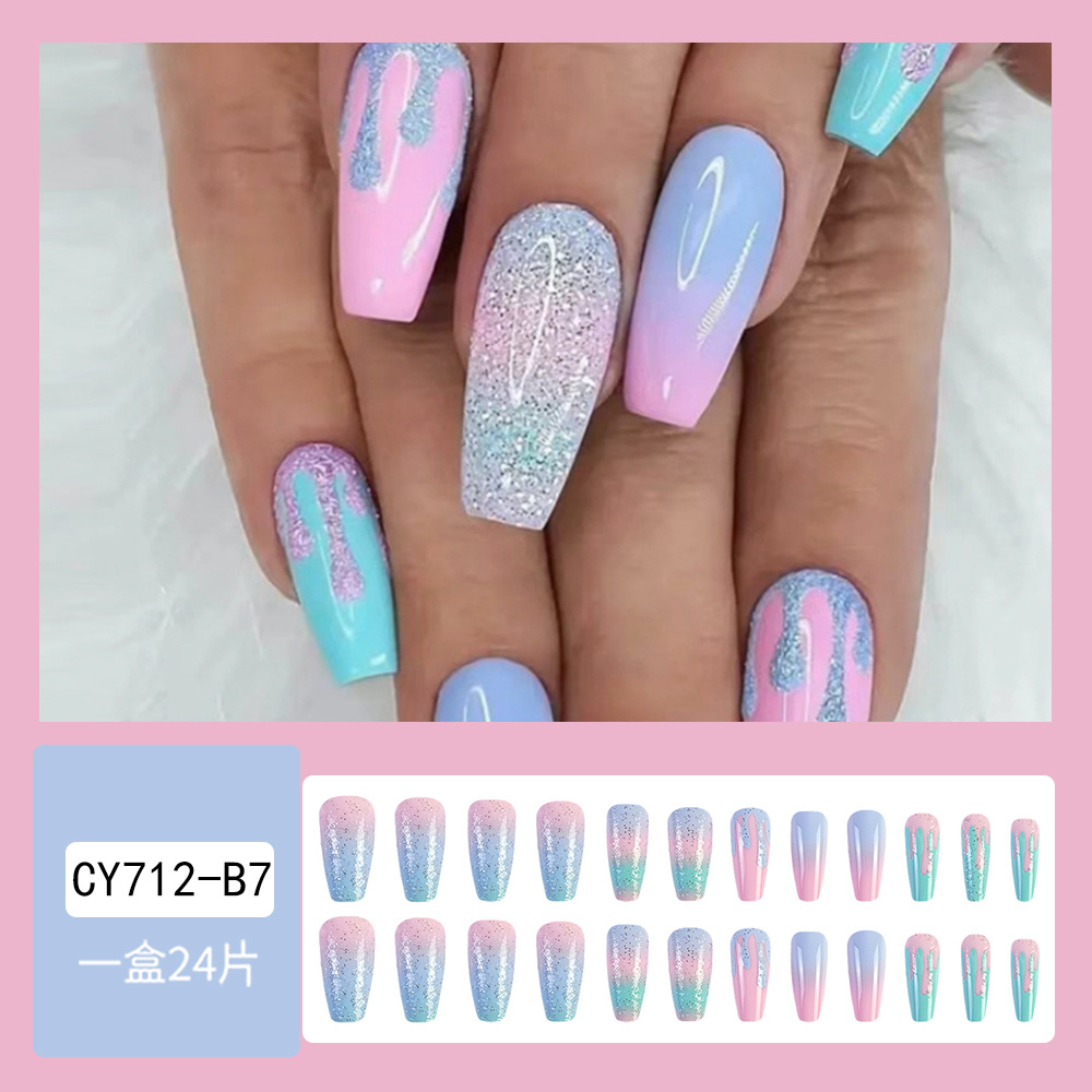 Desgaste de uñas falso transfronterizo de uñas de longitud media pieza de uñas desmontable pieza de uñas producto terminado uñas al por mayor