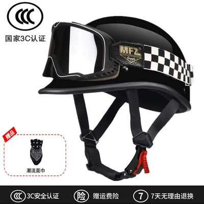Motosiklet kaskı (dəbilqə) | Helmet Motorcycle Men's and Women's - 3c-bright-black-large-goggles-glasses-can-be-worn-face-towel-m