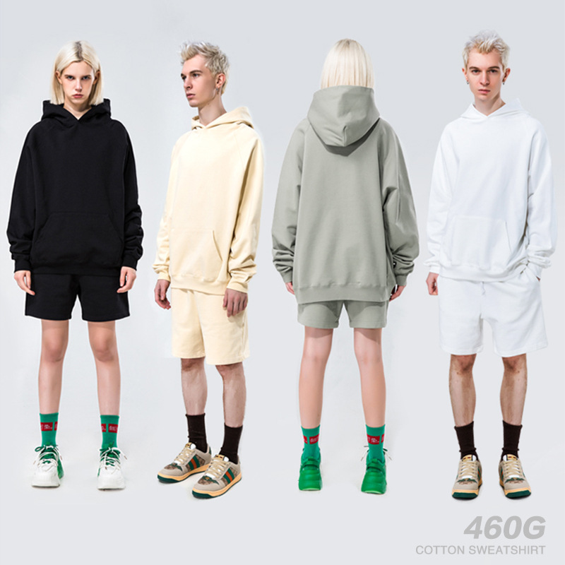 460g heavy loop chunky drop shoulder hooded sweatshirt pure cotton jacket spring and autumn unisex loose hip-hop street hoodie