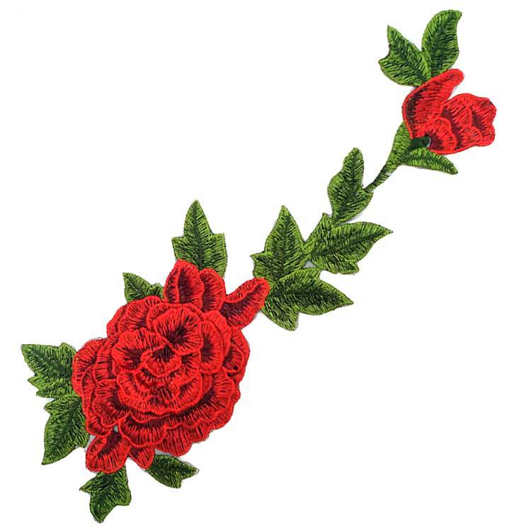 欧根纱多色多层绣花布贴 重工色织刺绣玫瑰花 DIY花边辅料