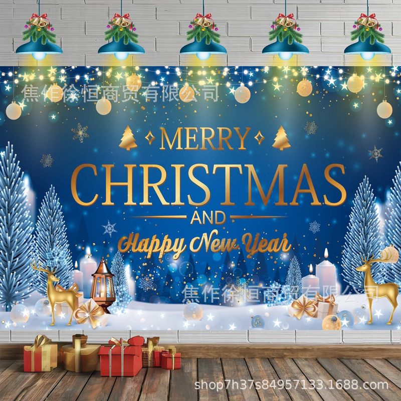 Amazon temu ホットセール新年とクリスマス背景布バナーメリークリスマスパーティー装飾小道具旗布|undefined
