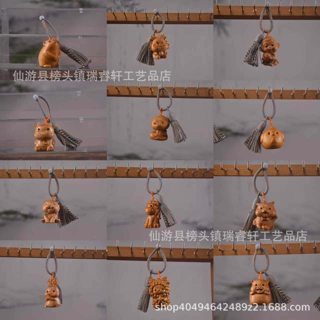 崖柏木雕生肖包包挂工艺品文玩手把件十二生肖动物挂件桌面伴手礼