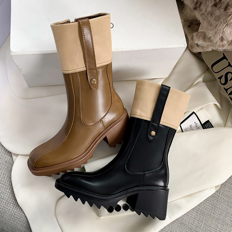 Women's Vintage Style Solid Color Square Toe Classic Boots display picture 2