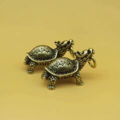 Pure Copper Retro Dragon Turtle Wudai Coin Keychain Home Decor Car Key Holder Personal Creative Meaning Gift