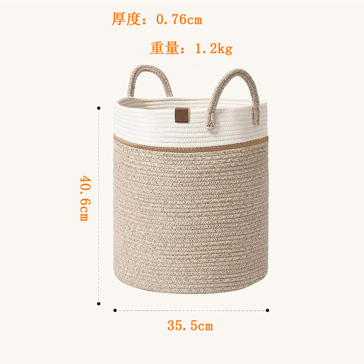 손잡이가있는 세탁 바구니 높은 직조 세탁 바구니 의류 수건 베개 장난감 거실 침실 게임 룸 장식 담요 바구니