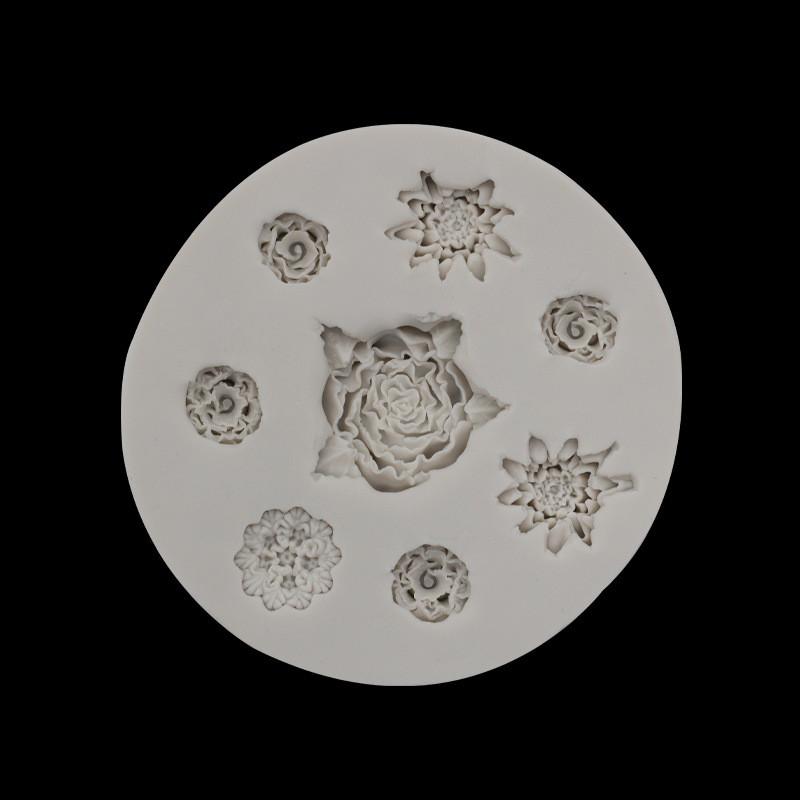 Multi-estilo flor de silicona molde rosa camelia arcilla cerámica suave accesorios epoxi fondant chocolate para hornear