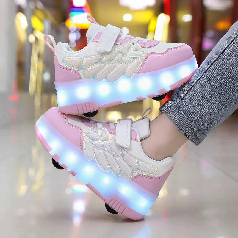 Детские модные неоновые светящиеся кроссовки, sneakers, ролики для мужчин и женщин