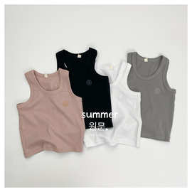 跨境儿童背心a类夏季薄款宝宝工字背心中小童圆领纯棉无袖上衣潮