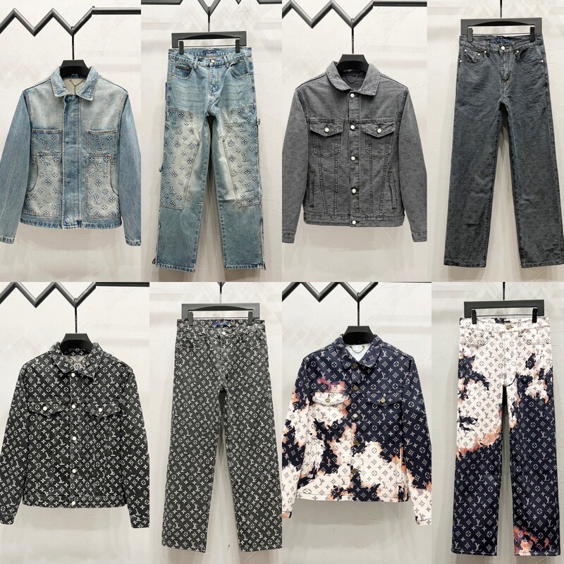 High-Quality Lujia 2025 New Autum Style Full-Body Letter Logo Jacquard Embossed Denim Jacket Suit Pants High-Quality Lujia 2025 New Autum Style Full-Body Letter Logo Jacquard Embossed Denim Jacket Suit Pants