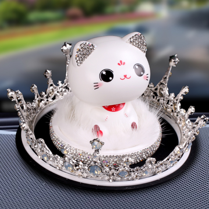 Joyas de automóviles adornos solares agitación de cabeza gatos en línea en el automóvil adorable creativo artículos de decoración del automóvil