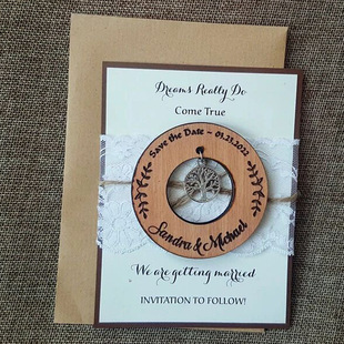 Custom Tree of Life Save Date Magnet Wedding Souvenirs Unique Wedding Invitation Carving Announcement