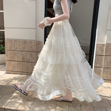 感网纱蛋糕裙半身裙女夏季2025新款高腰显瘦a字大摆仙女长裙
