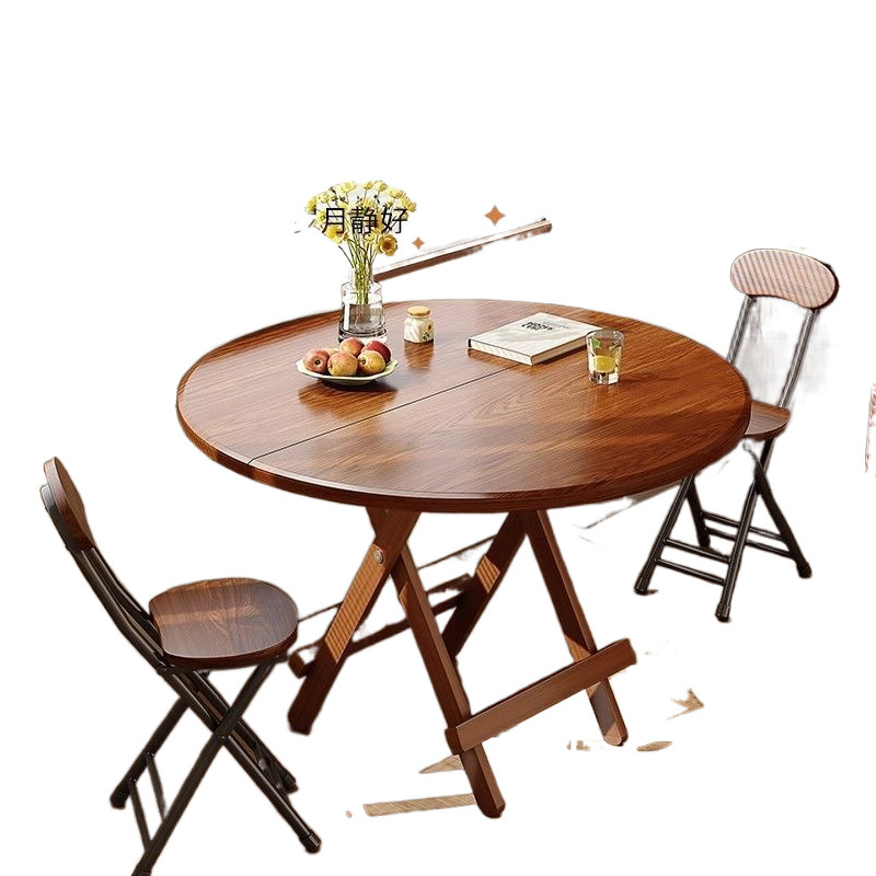 Mesa plegable, mesa de comedor doméstica, tabla portátil al aire libre, mesa redonda, mesa de té, simple, pequeña casa de alquiler, mesa de comedor, silla