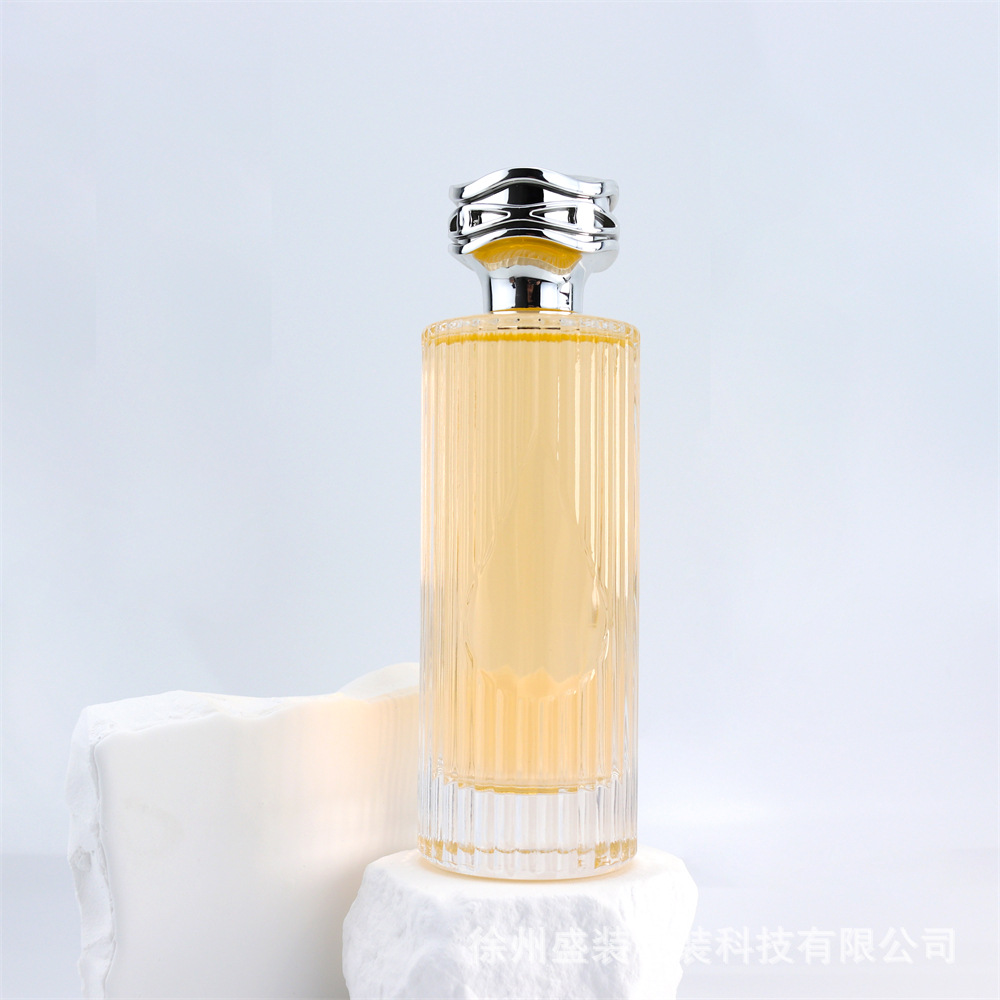 100ml香水包装空瓶按压喷雾瓶子圆柱玻璃香水瓶卡口玻璃瓶带标签