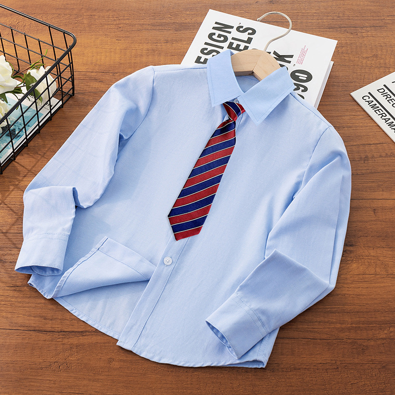 Camisa azul para niños Camisa de manga larga de primavera y otoño para niños Camisa de escuela primaria de jardín de infantes uniforme escolar