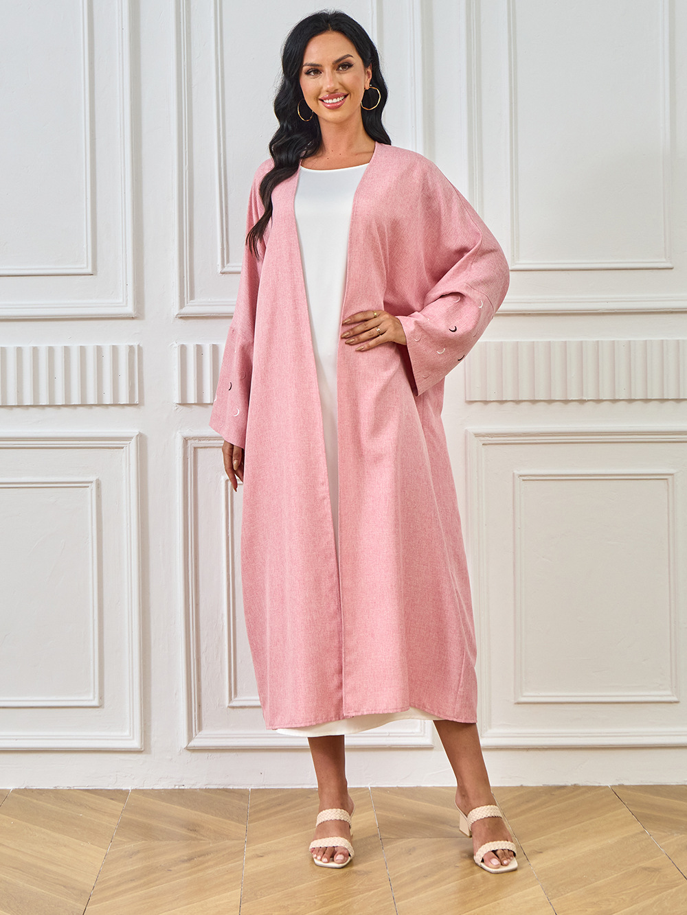 YLL05 Foreign Trade Abaya 2024 Summer Middle Eastern Cross-border Muslim Elegant Cardigan Embroidered Dress Robe For_ecoleips.com