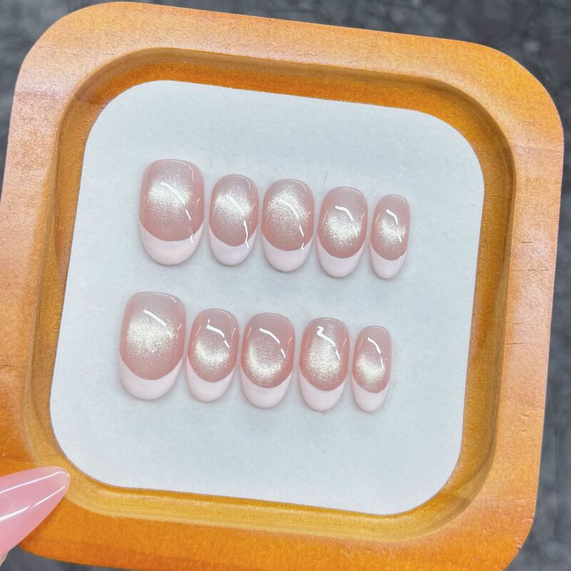 Handmade Armor Summer Temperament French Gentle Pink Cat's Eye Armor Girl's Heart Simple All-match Student Nail Art Handmade Armor Summer Temperament French Gentle Pink Cat's Eye Armor Girl's Heart Simple All-match Student Nail Art