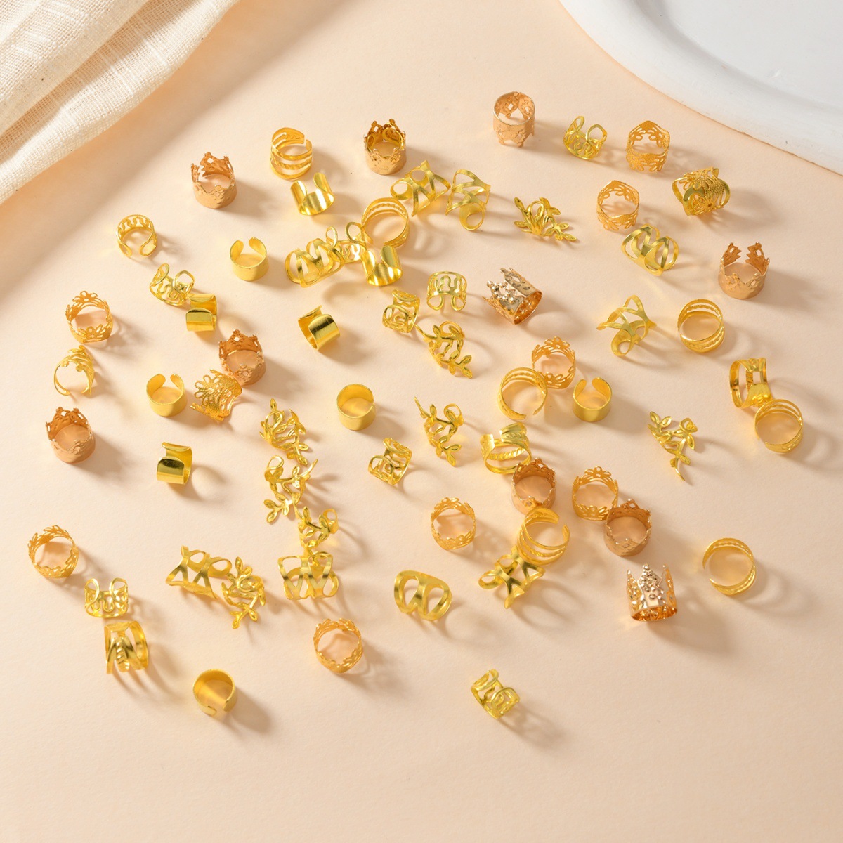 70 piezas de anillo de cabello trenzado sucio hueco transfronterizo exclusivo para Amazon Xiyin Temu Alojamiento completo Shein Venta caliente europea y americana