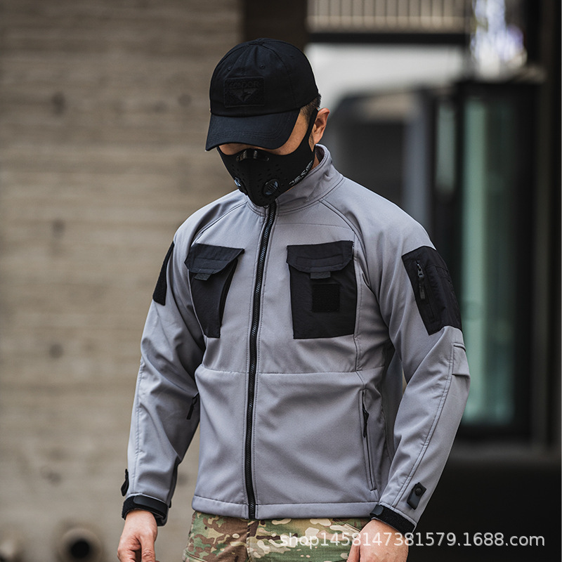 Tactical Jacket with Fleece Lining, Water-Resistant, Hoodless Softshell, Liner for Winter Hiking and Mountaineering