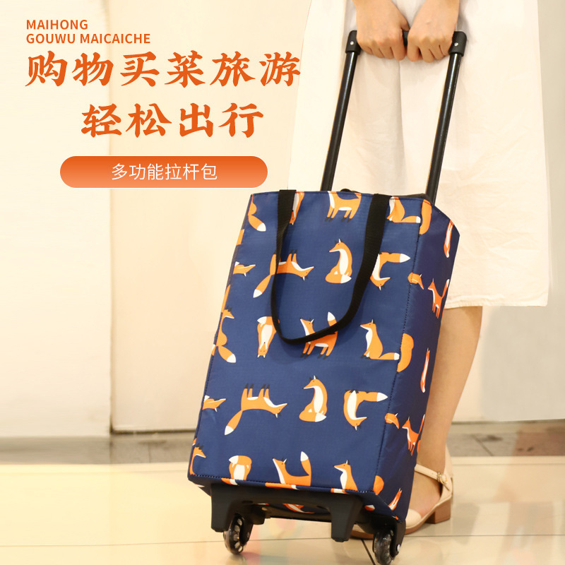 Folding Shopping Cart Portable Small Trolley for Groceries Lightweight Household Cart