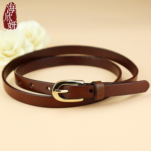 Belt, Jurgent leather pure two-layer cowhide casual and versatile retro pin buckle belt thin skirt decoration simple trouser belt