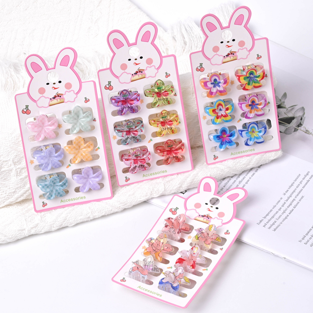 Pinza de agarre de flor de frangipani de color pequeño pinza de pelo para niños de dibujos animados impresa linda pinza de pelo rota pinza de flequillo joyería de pelo de princesa image 3