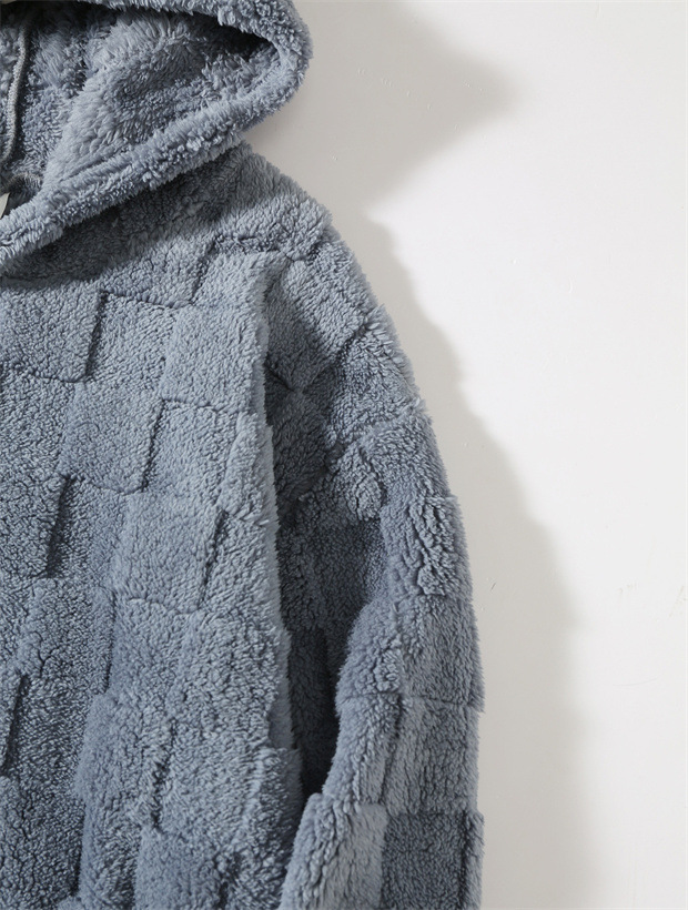 Maglione largo con cappuccio a quadri da uomo, autunno e inverno, casual, di grandi dimensioni_voghion.com