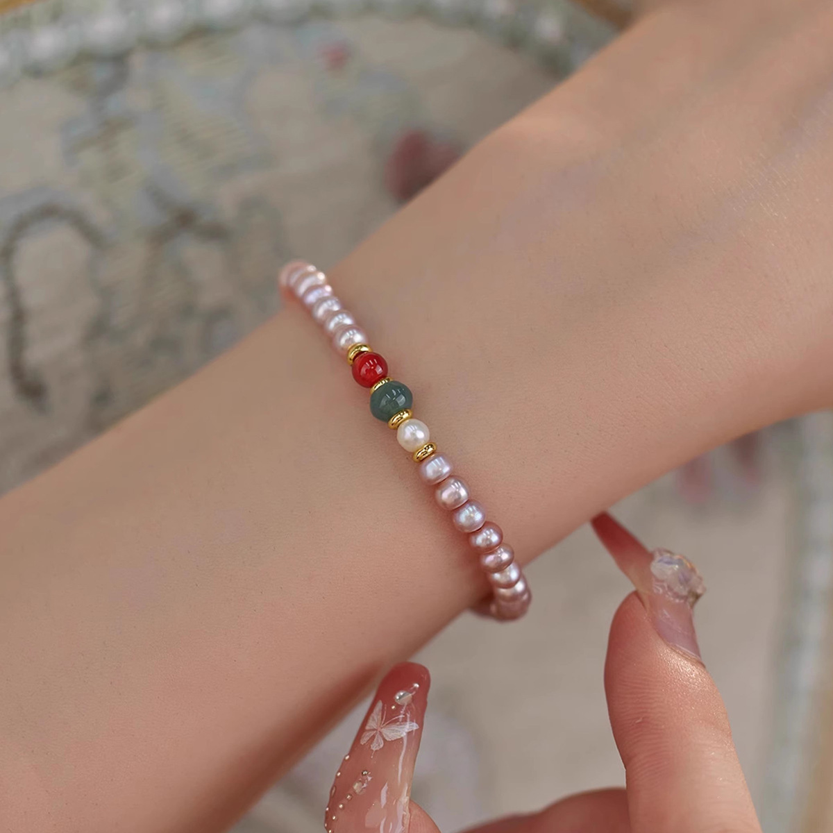 Alloy Natural Stone Freshwater Pearl Bracelets Retro Simple Style display picture 2