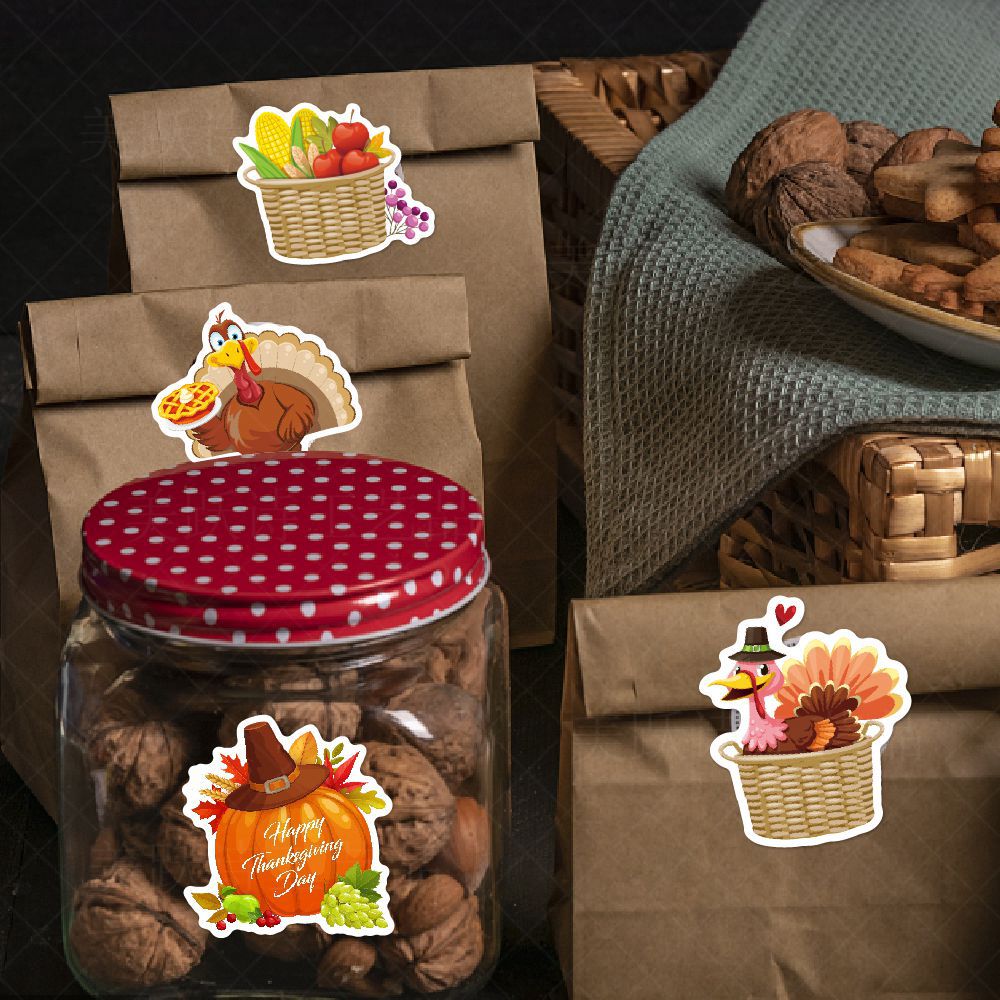 Amazon Acción de Gracias decoración calabaza pegatinas cosecha Festival de dibujos animados creativo auto-adhesivo diario regalo pegatinas
