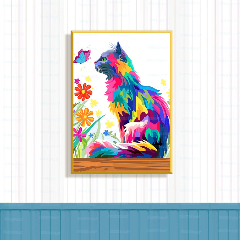 Mona Lisa cruz real mariposa gato nuevo lindo animal moda moderna pintura decorativa bordada a mano
