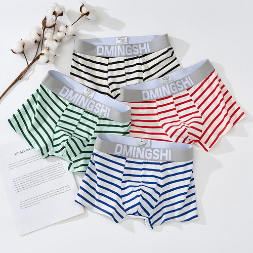 Men's underwear pure cotton men's boxer briefs boys trendy breathable teenager boxer briefs wholesale
