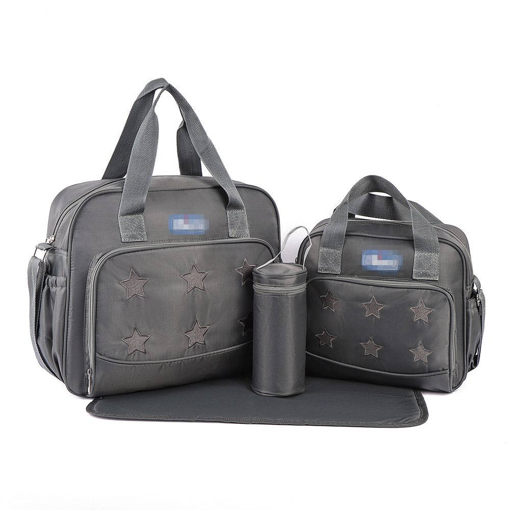 Conjunto de Cinco Piezas de Bolsa Maternal Acolchada con Diseño de Cuadros, Bolsa Maternal Multifuncional de Gran Capacidad para Guardar Pañales, de Hombro o Cruzada