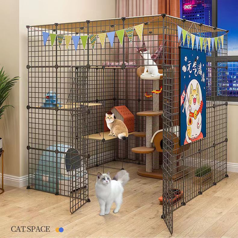 Extra-large cat cage villa three-story indoor cat house pet cat nest extra space foldable