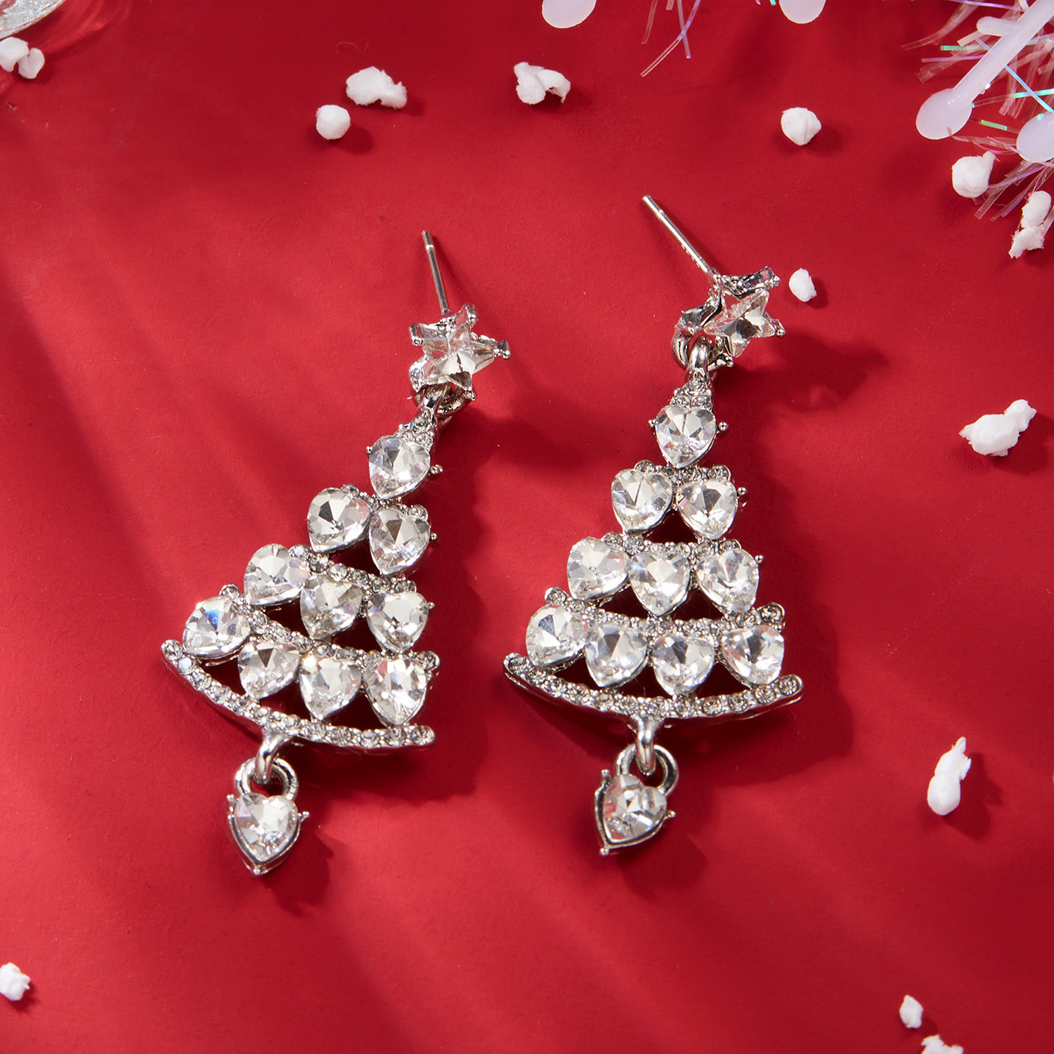Star Christmas Tree Earrings Gold