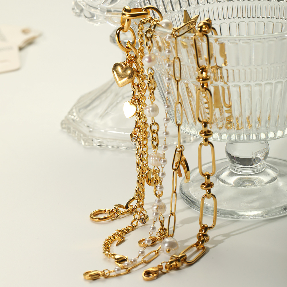 1 Piece Quantity Simple Style Classic Style Geometric 304 Stainless Steel Cuban Link Chain Curb Chain Cable Chain Bracelets In Bulk