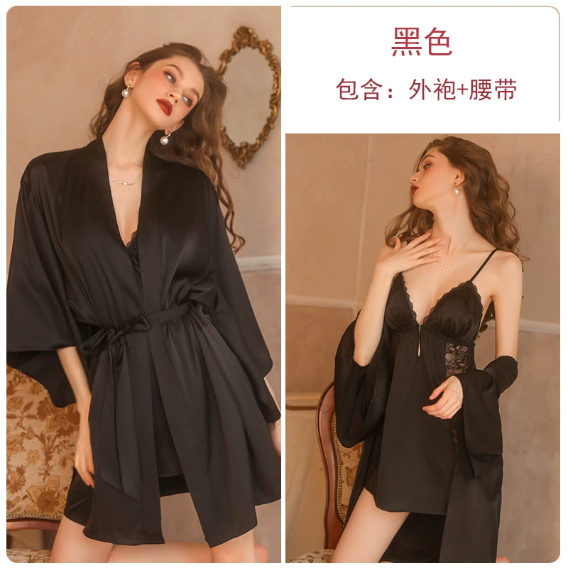 Комплект пижамы из кружева, ночной халат и robe, женское ночное белье, размер One-size и размеры M–XXXL