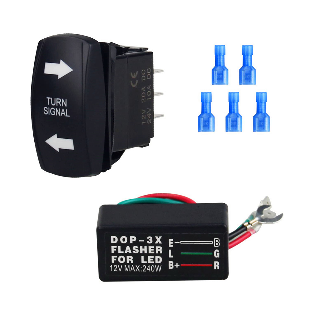 车辆转向信号摇杆开关与闪光器继电器LED开/关/开组合套件 带配件