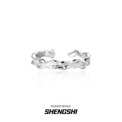 韓版小眾ins風百搭原創破損元素肌理感指環開口戒指女不掉色批發