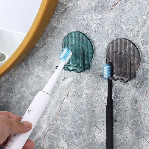 Simple and Elegant Couples Electric Toothbrush Holder Without Drilling, Luxury Transparent Shower Cup Set Wall-Mounted Toothbrush Stand