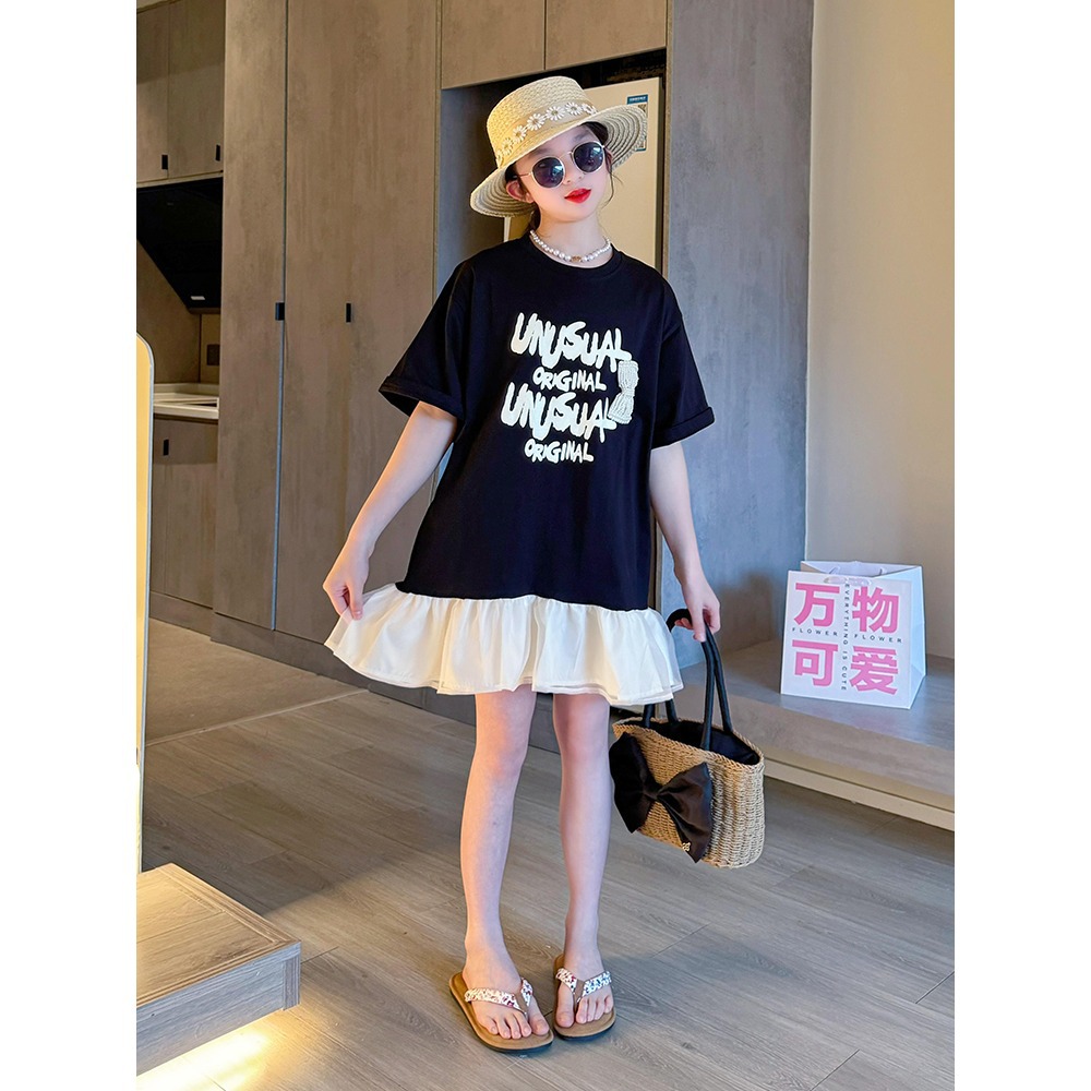 Girls Skirt Summer Dress 2025 New Street Girl Short Sleeve T-Shirt Dress Super Nice Children's Summer Wear