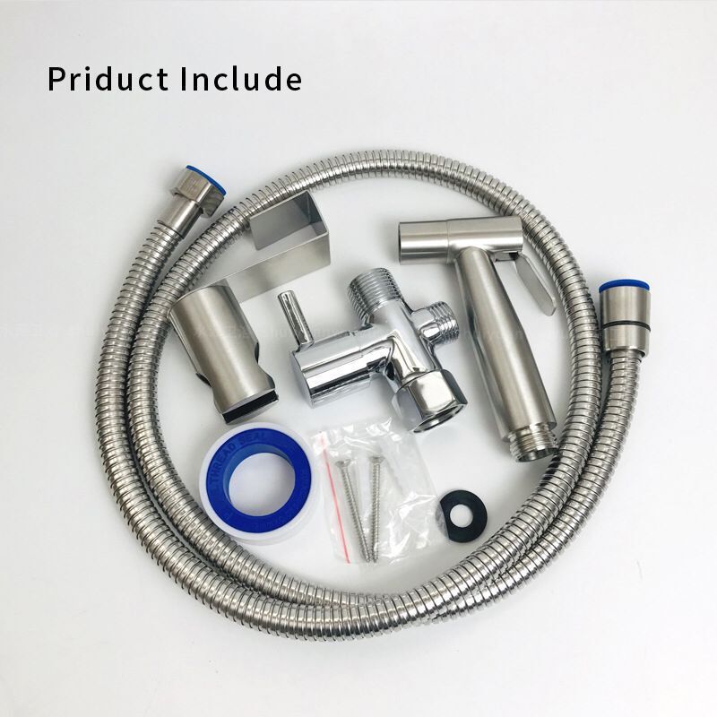 Toilet stainless steel spray gun, women's washbasin set, one inlet and two outlets Angle valve faucet, high-pressure nozzle, bathroom cleaner undefined