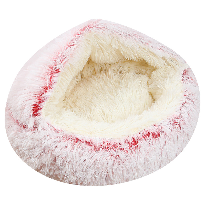 Caliente en stock de invierno cálido Shell de felpa nido de gato nido de perro semi-cerrado redondo gato saco de dormir cama de perro nido de mascotas