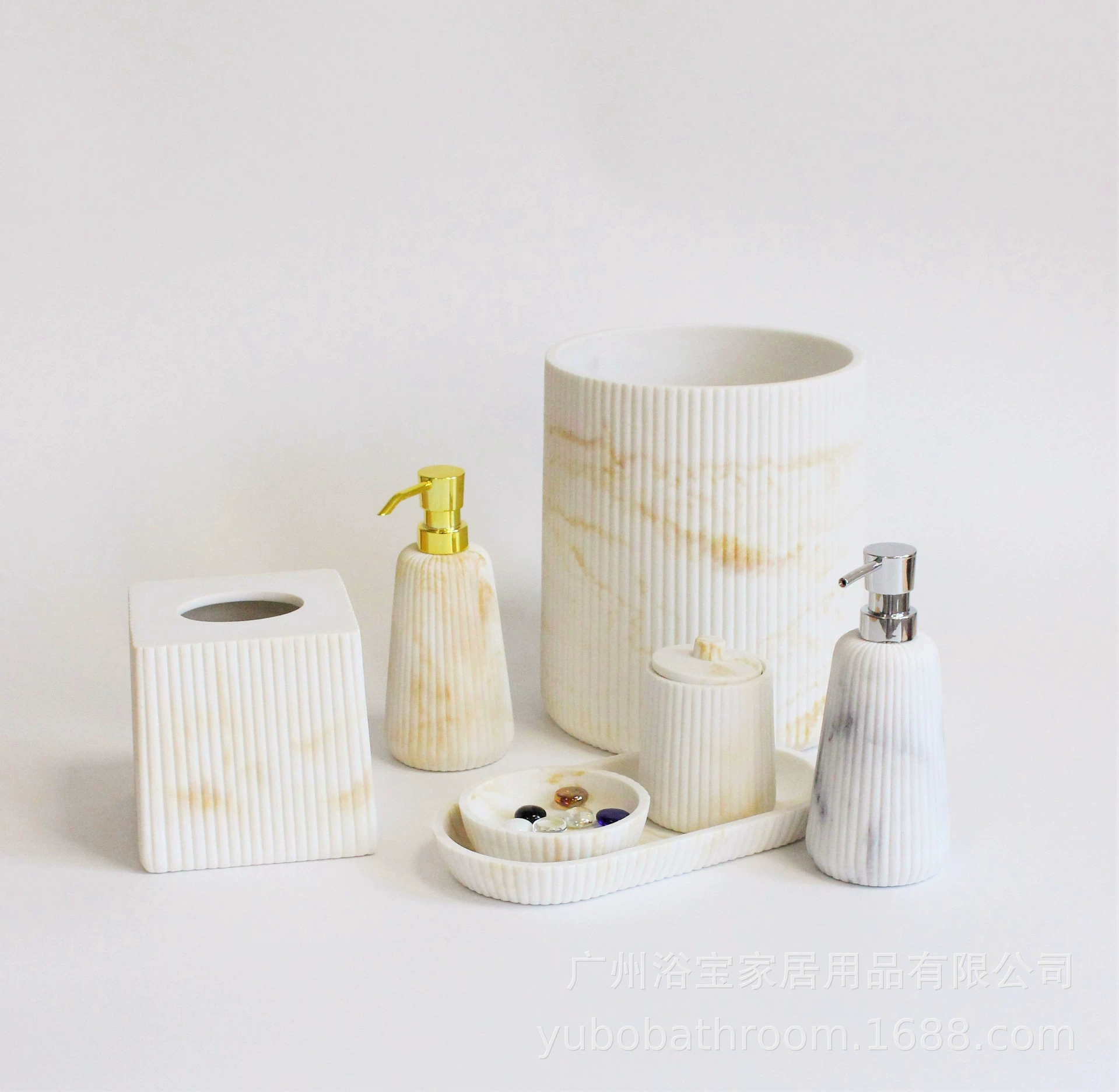 Marble creative set for hotel, room hand sanitizer, container, 4 piece set