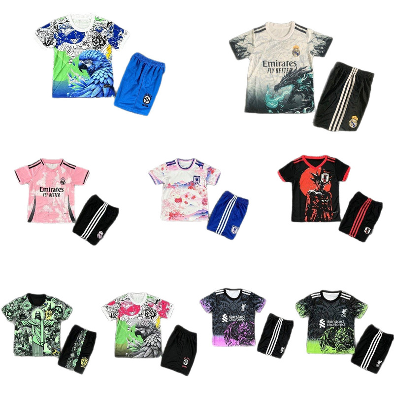 2526足球俱乐部儿童装套装特别版足球服巴西皇马巴萨短袖t恤球衣|undefined