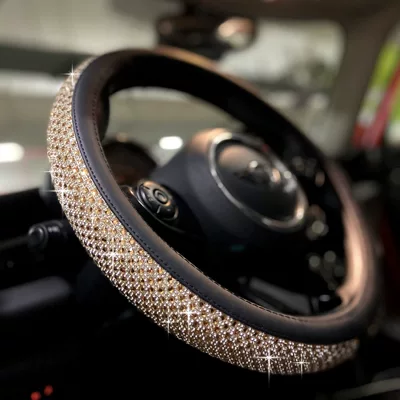Steering wheel cover – seasons universal handle cover wholesale - gold-steering-wheel-cover-38cm
