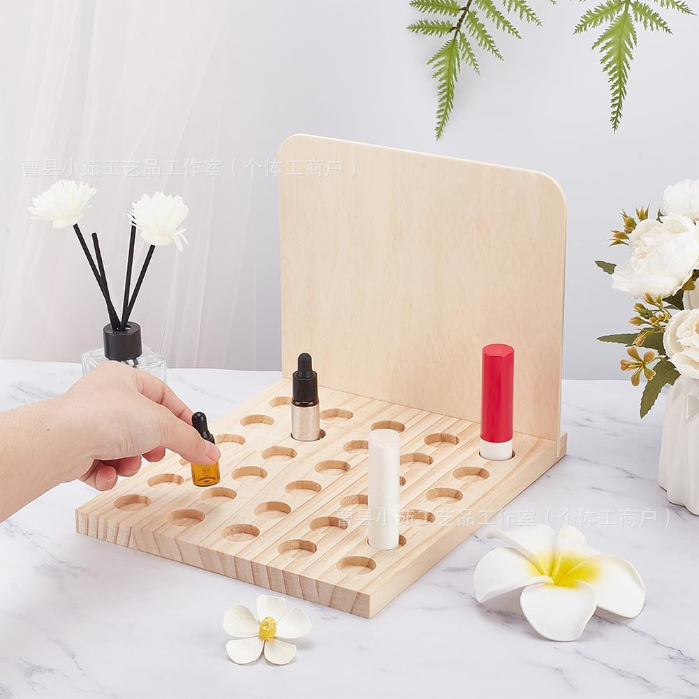 Cross-border wooden lipstick storage rack, multi-compartment lip gloss organizer, dressing table makeup and lipstick display stand