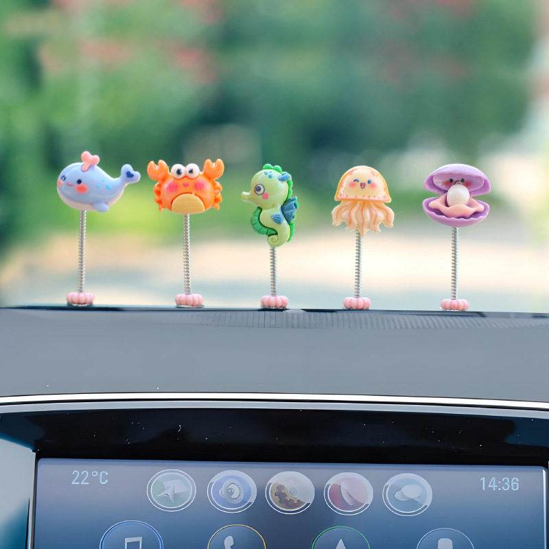 Adornos de coche de animales marinos lindos transfronterizos Adornos de pantalla de navegación de consola central de coche de dibujos animados Adornos de cabeza